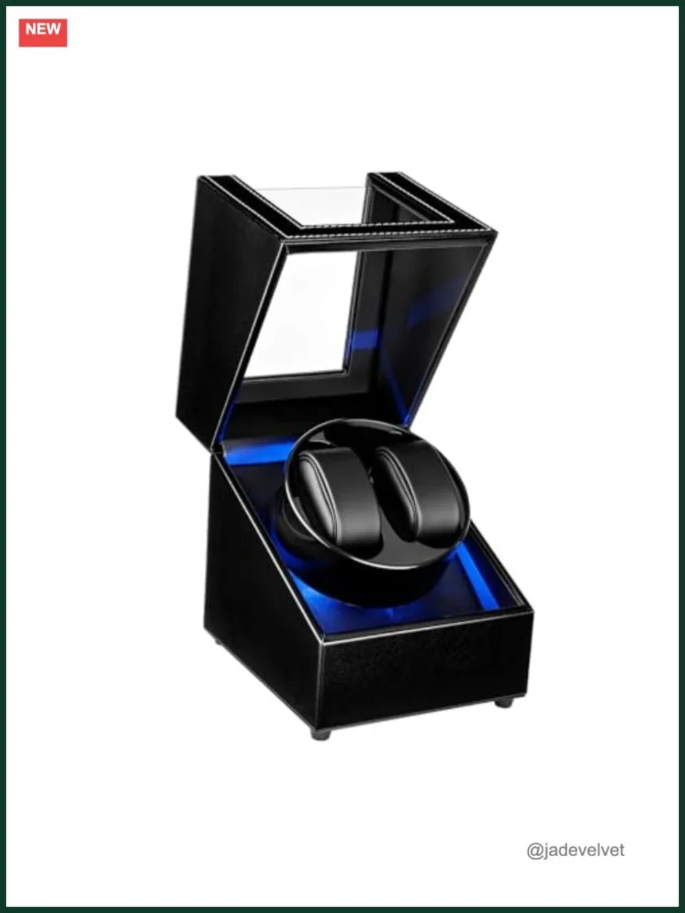 Dual Watch Winder Box with LED Light, PU Leather, Ultra-Quiet, 5 Modes, Gifts